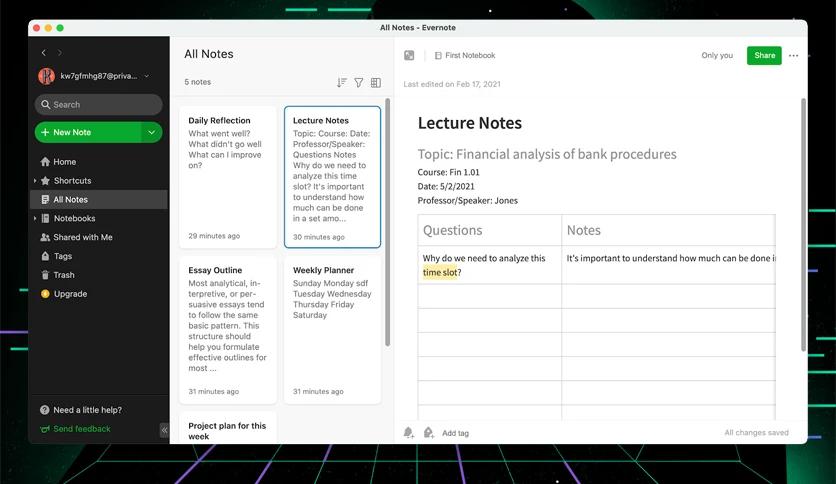 Evernote for mac screenshot