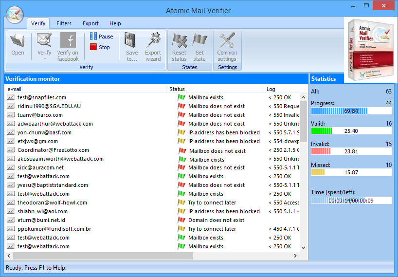 Atomic Email Verifier screenshot
