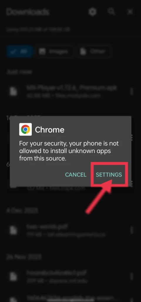 go to settings screenshot