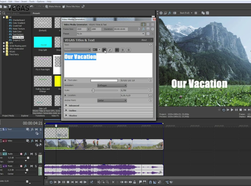 magix vegas movie studio platinum 2025 screenshot